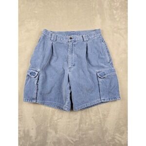 Vintage Ocean Pacific OP Corduroy Cargo Shorts Mens Medium Blue Pleated USA Made